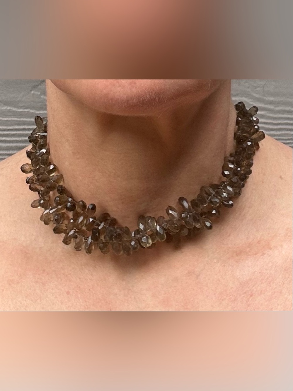 NWOT Artisan Faceted Quartz Necklace with 925 Silver Marcasite Clasp